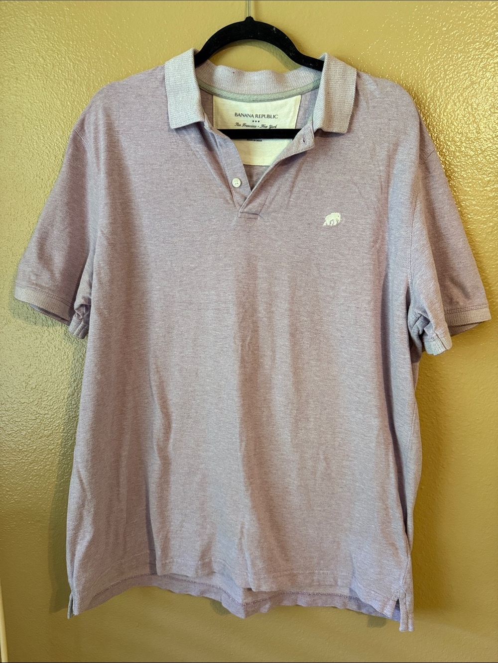 Banana Republic Men's Light Lavender Polo with White Elephant Logo